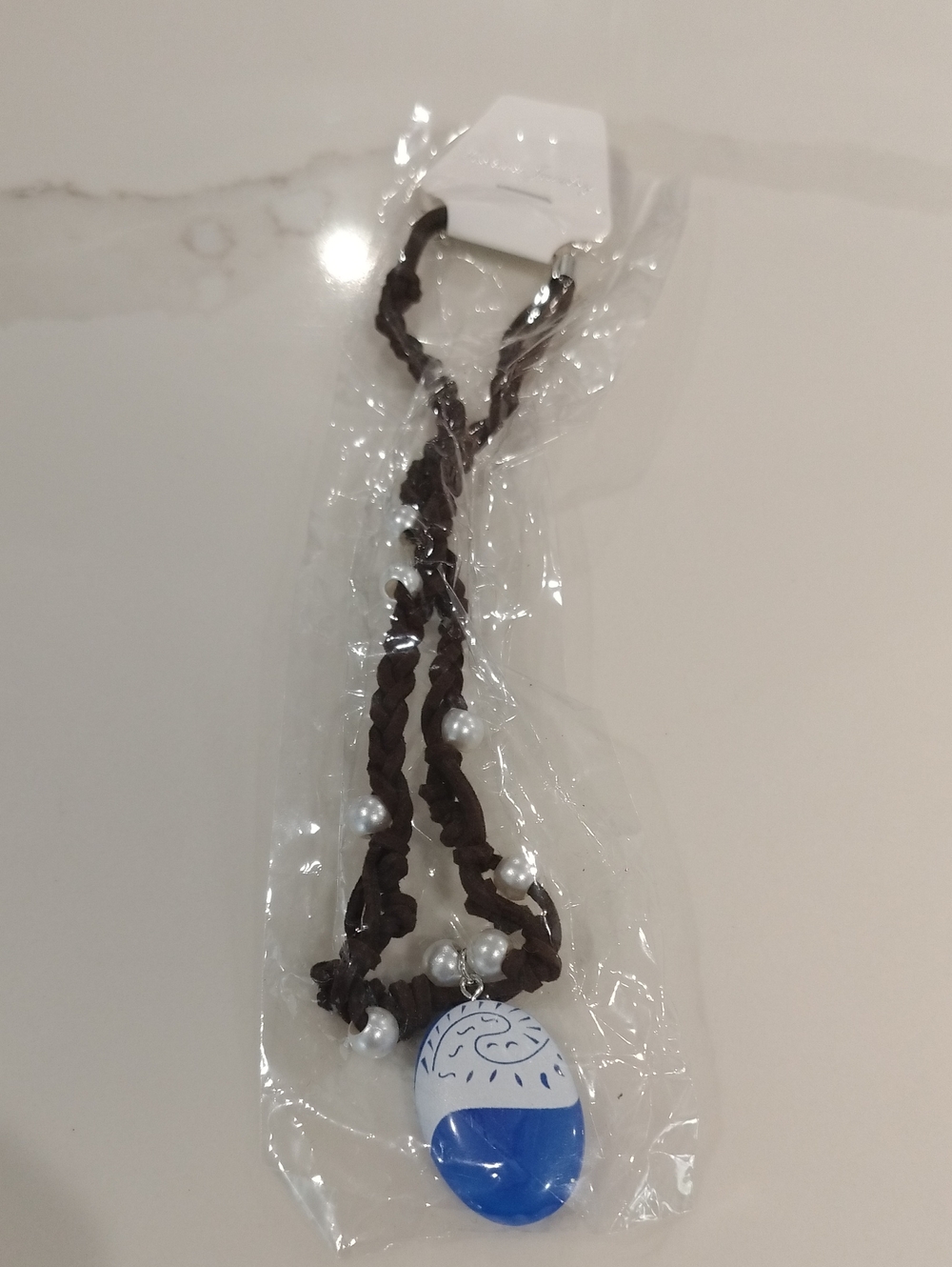 Fashion Jewelry Black Braided Cord Necklace with Silver Accents